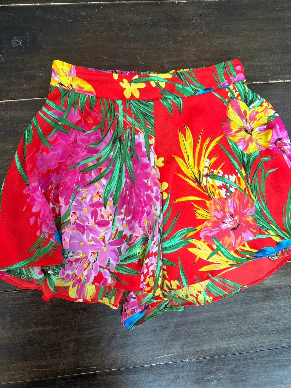 Show Me Your MuMu Red Tropical Floral Shorts